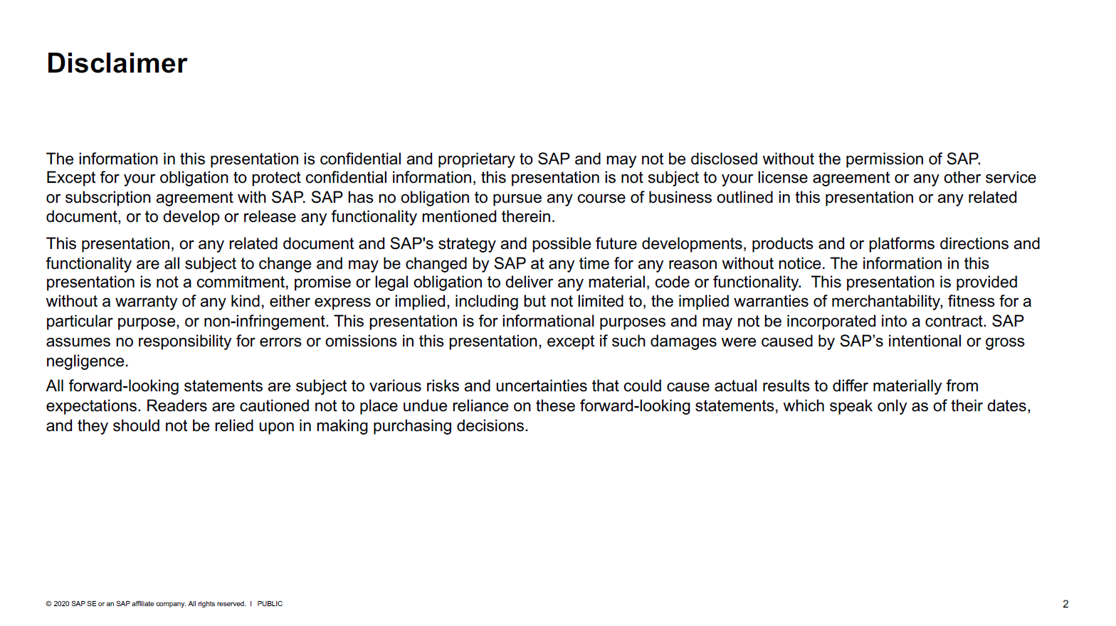 SAP Disclaimer