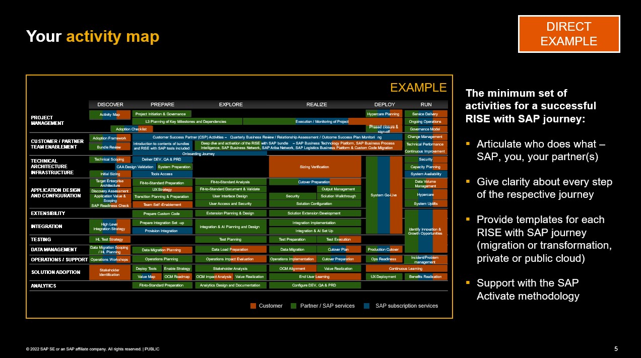 Rise with SAP Activity map
