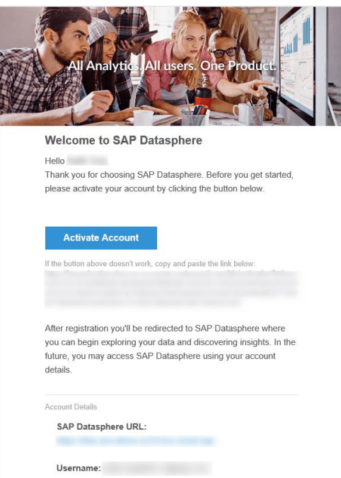 SAP Datasphere Willkommens-E-Mail