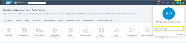 SAP Datasphere Sprache und Formate einstellen