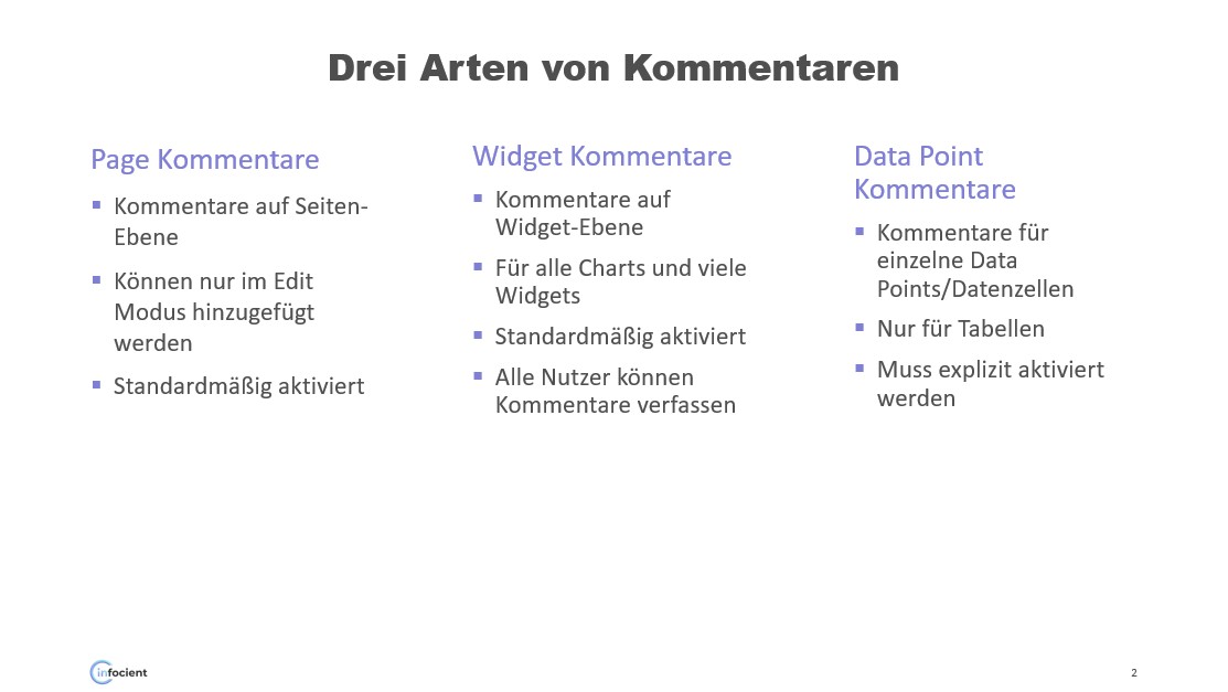 3 Arten von Kommentaren in SAC