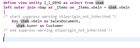 cds views - suppress warnings 2