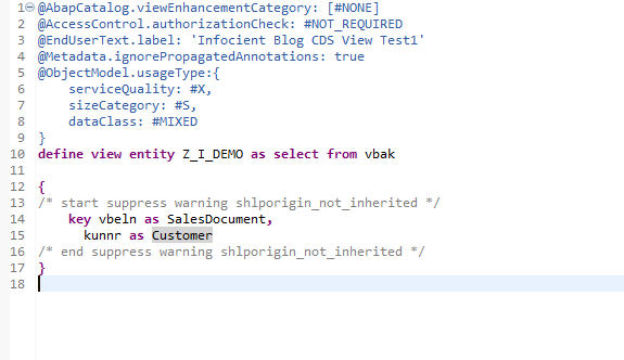 cds views - suppress warnings